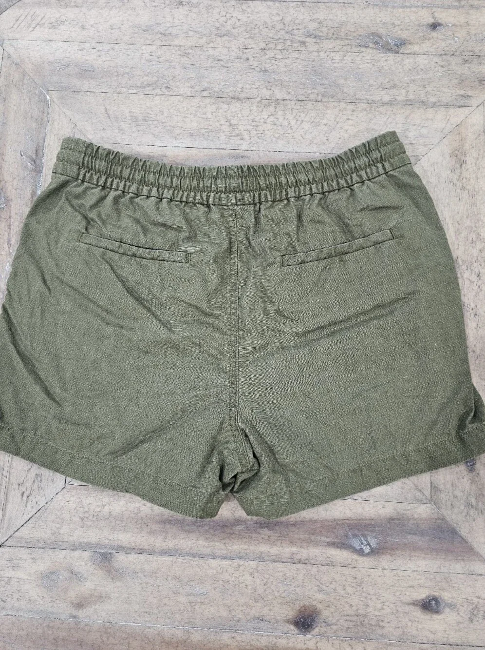 J Crew Olive Drawstring Women's Shorts, Linen Blend